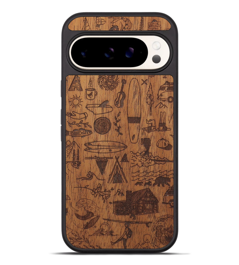 Pixel 9 Pro XL Wood Phone Case - Collage - Mahogany (Curated)