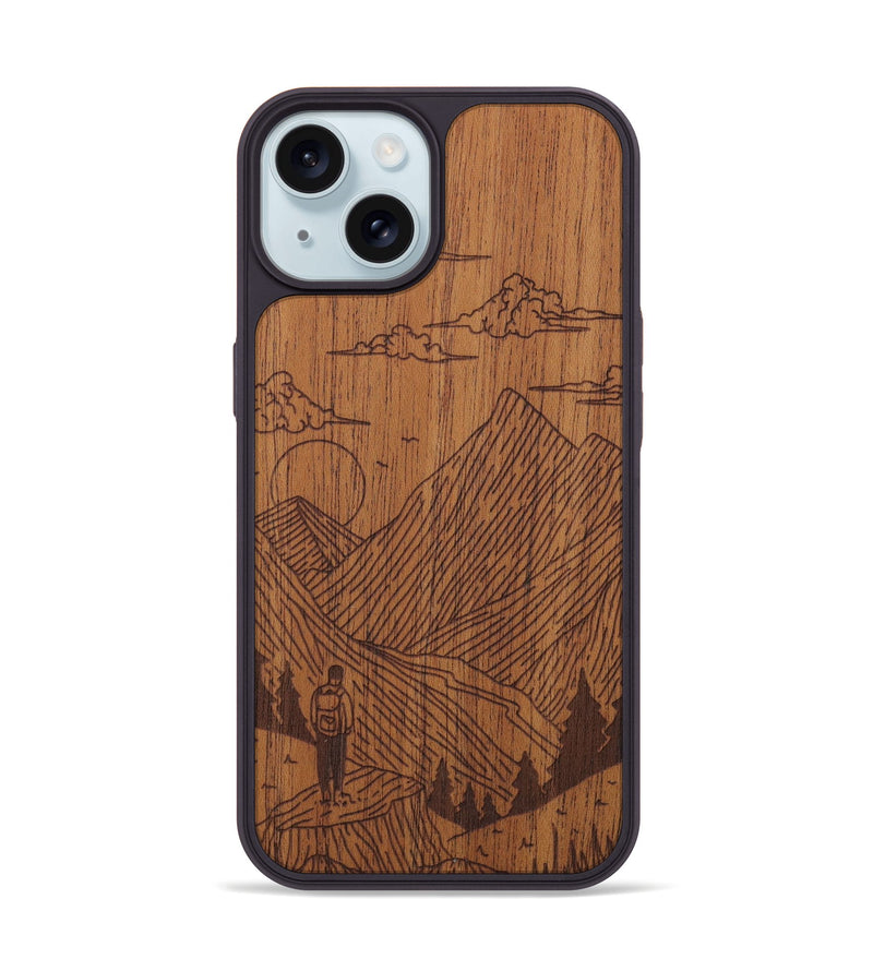 iPhone 15 Wood Phone Case - Roaming - Mahogany (Curated)