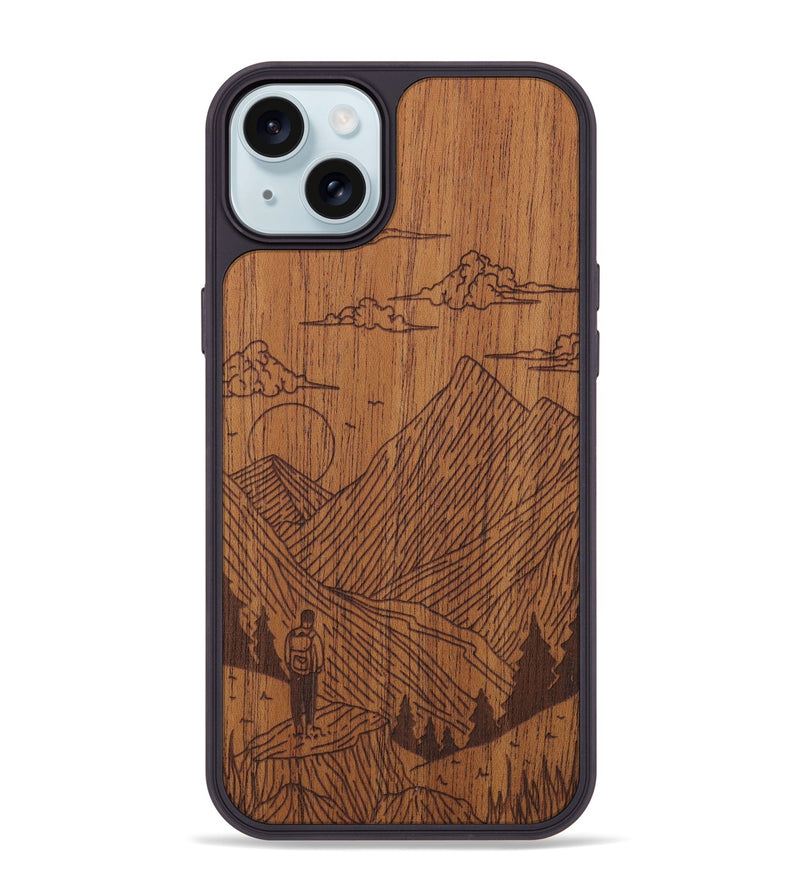 iPhone 15 Plus Wood Phone Case - Roaming - Mahogany (Curated)