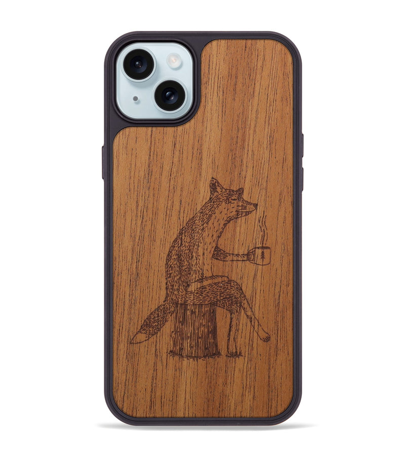 iPhone 15 Plus Wood Phone Case - Fox - Mahogany (Curated)