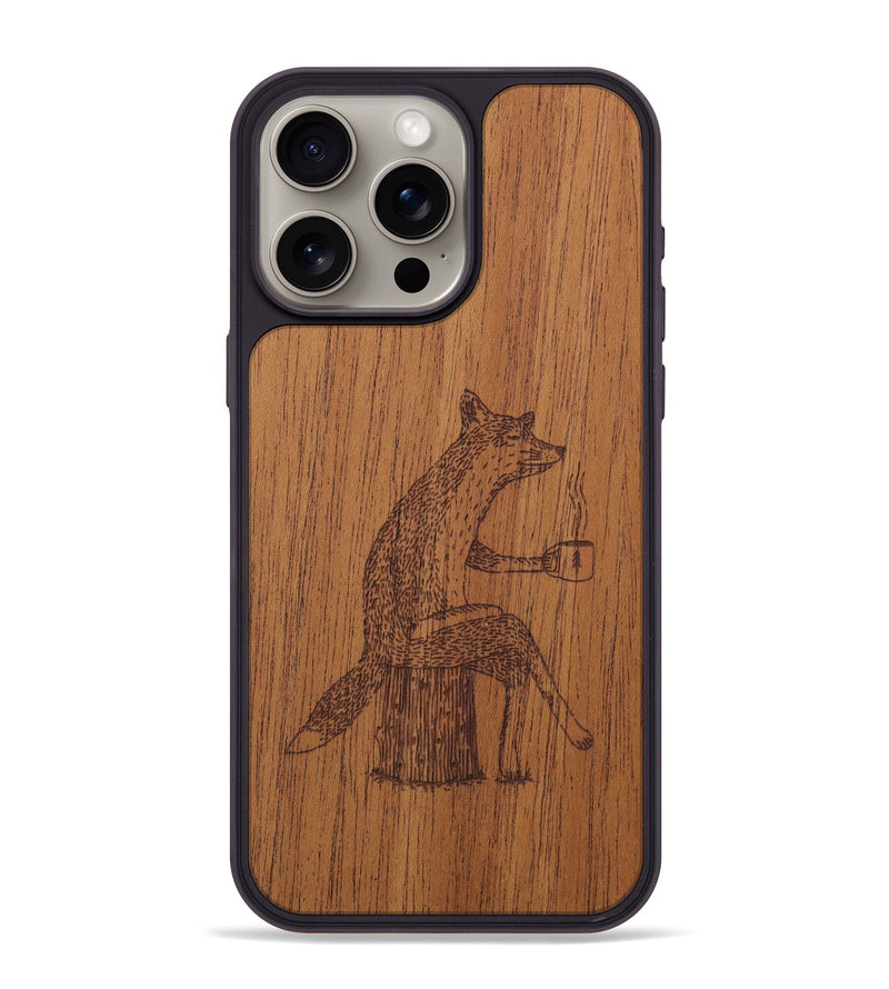 iPhone 15 Pro Max Wood Phone Case - Fox - Mahogany (Curated)