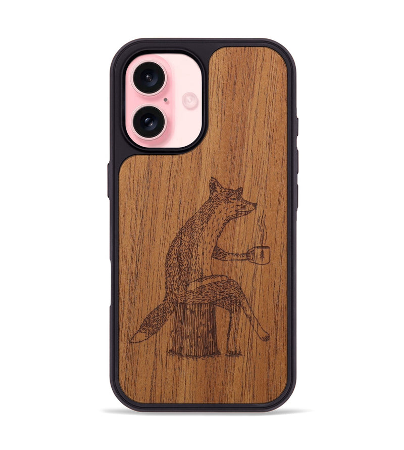 iPhone 16 Wood Phone Case - Fox - Mahogany (Curated)