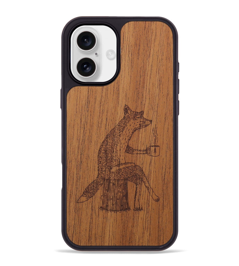 iPhone 16 Plus Wood Phone Case - Fox - Mahogany (Curated)