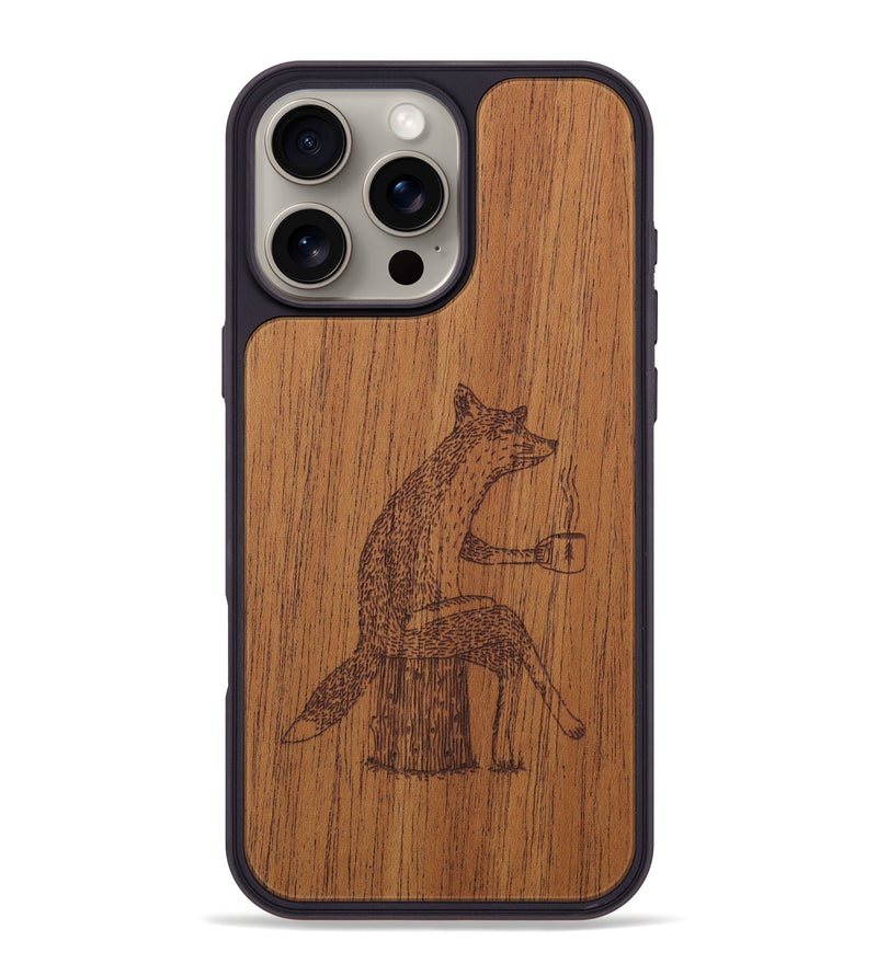 iPhone 16 Pro Max Wood Phone Case - Fox - Mahogany (Curated)