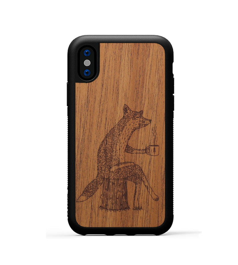 iPhone Xs Wood Phone Case - Fox - Mahogany (Curated)