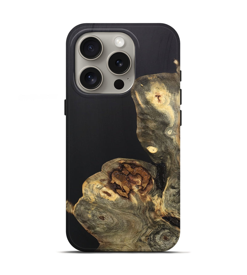 iPhone 16 Pro Wood+Resin Live Edge Phone Case - Salvatore (Pure Black, 706505)
