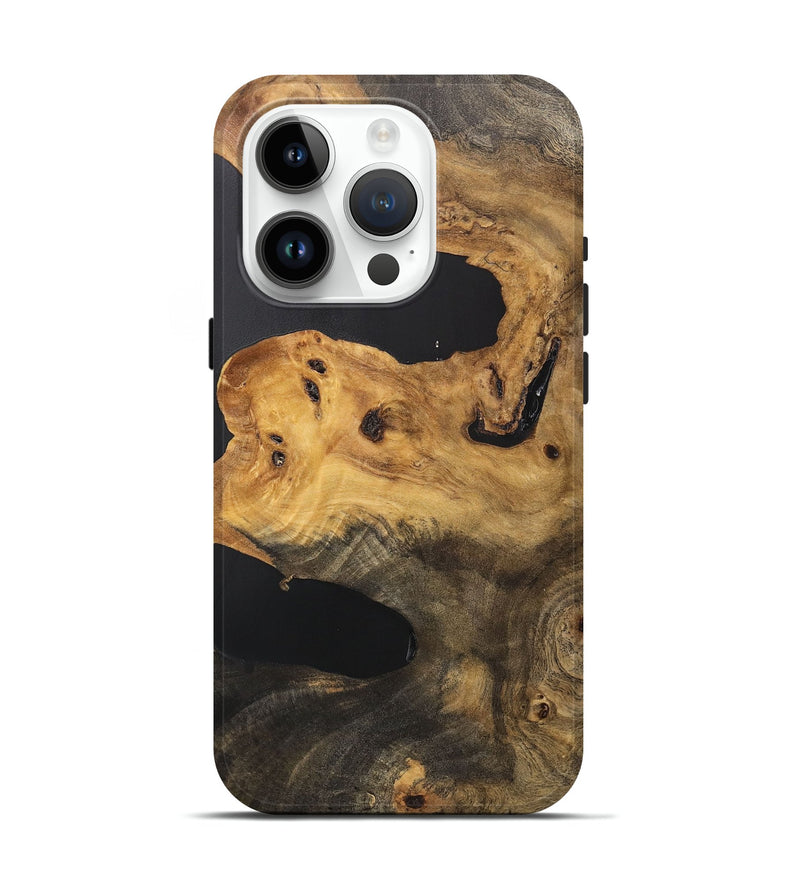 iPhone 15 Pro Wood+Resin Live Edge Phone Case - Makayla (Pure Black, 706511)