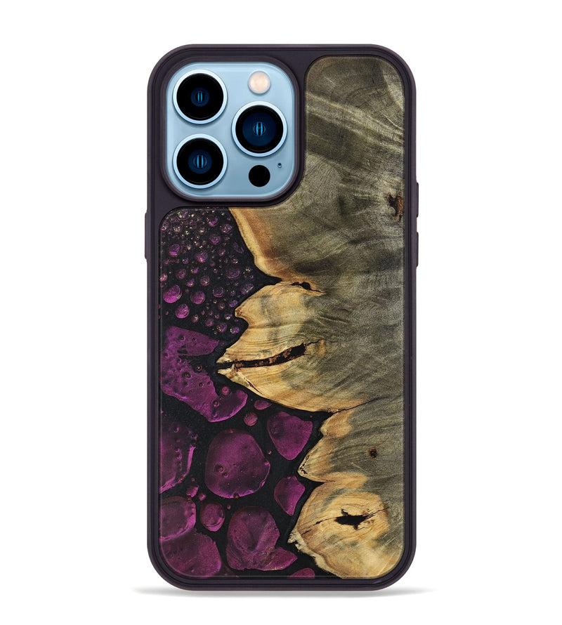 iPhone 14 Pro Max Wood+Resin Phone Case - Iesha (Chameleon, 706555)
