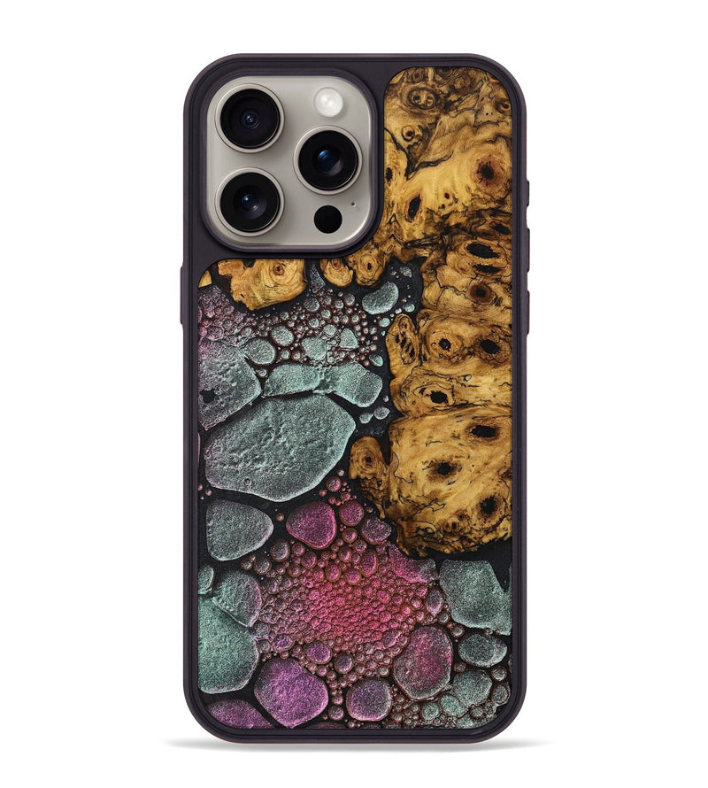 iPhone 15 Pro Max Wood+Resin Phone Case - Sallie (Chameleon, 706634)