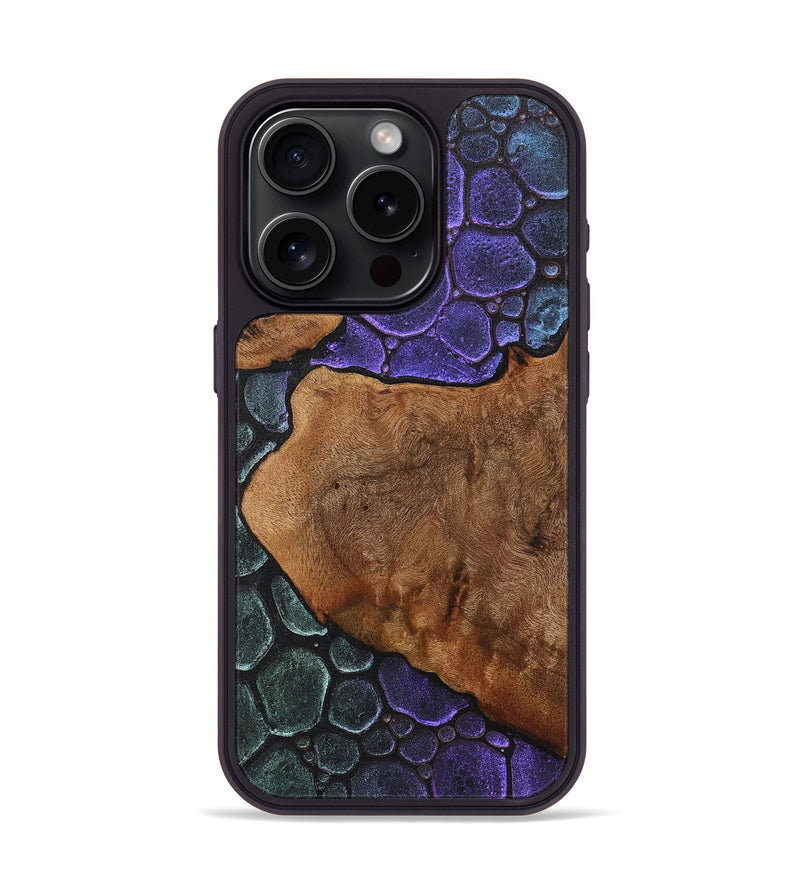 iPhone 15 Pro Wood+Resin Phone Case - Katrina (Chameleon, 706666)