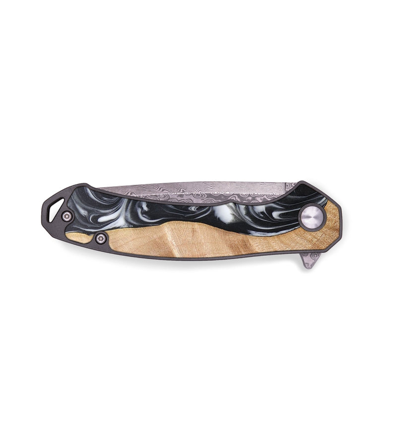 EDC Wood+Resin Pocket Knife - Neil (Black & White, 706837)