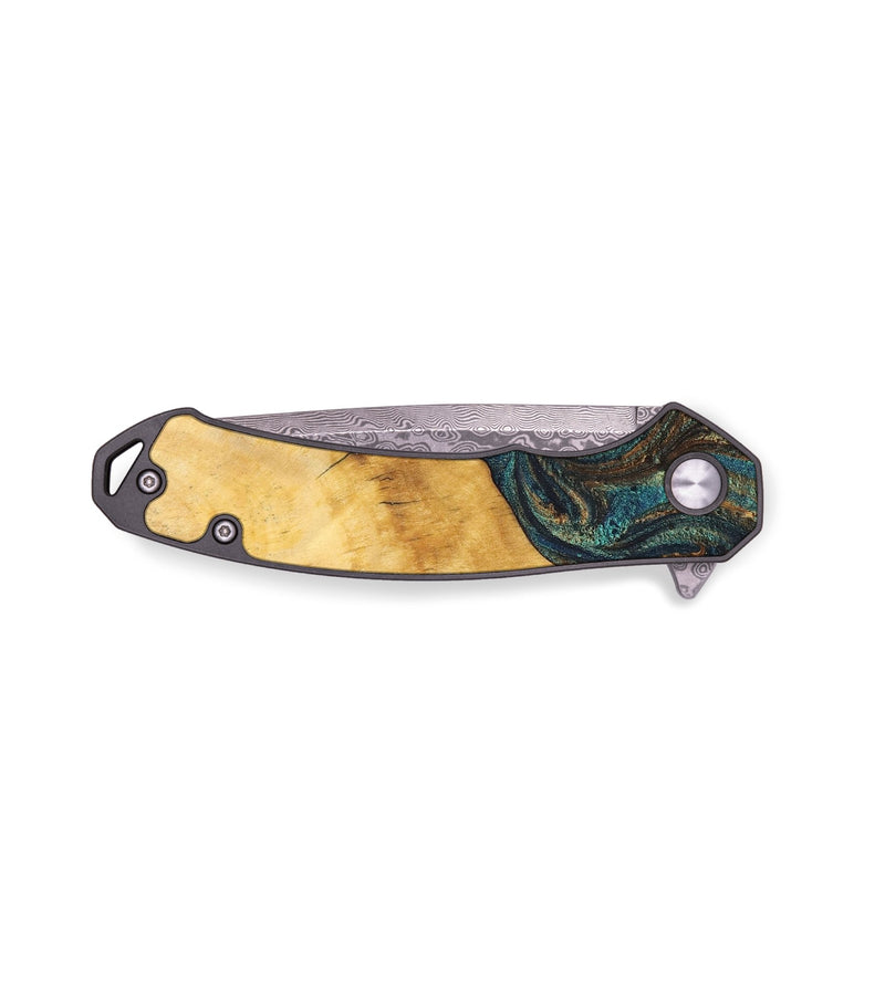 EDC Wood+Resin Pocket Knife - Leilani (Teal & Gold, 706851)
