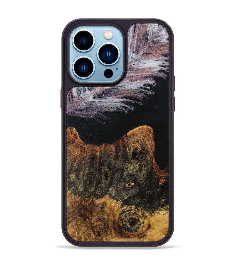 iPhone 14 Pro Max Wood+Resin Phone Case - Cohen (Feather, 707398)