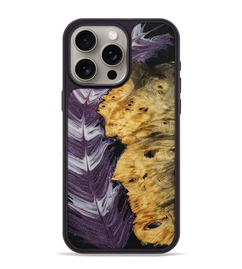 iPhone 15 Pro Max Wood+Resin Phone Case - Tevin (Feather, 707417)