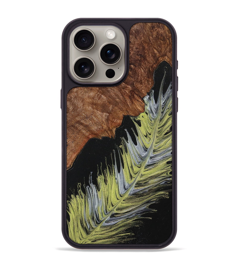 iPhone 15 Pro Max Wood+Resin Phone Case - Debby (Feather, 707420)