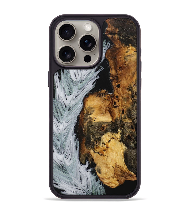 iPhone 15 Pro Max Wood+Resin Phone Case - Faye (Feather, 707423)