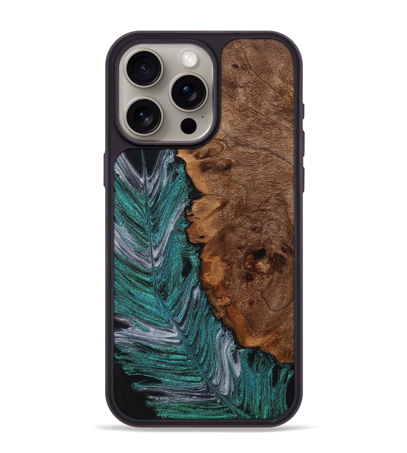 iPhone 15 Pro Max Wood+Resin Phone Case - Miracle (Feather, 707440)