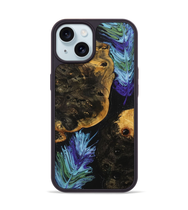 iPhone 15 Wood+Resin Phone Case - Kris (Feather, 707456)