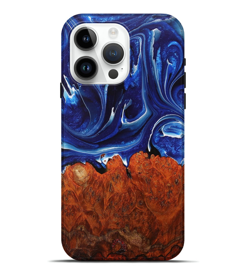 iPhone 15 Pro Max Wood+Resin Live Edge Phone Case - Christy (Blue, 707777)