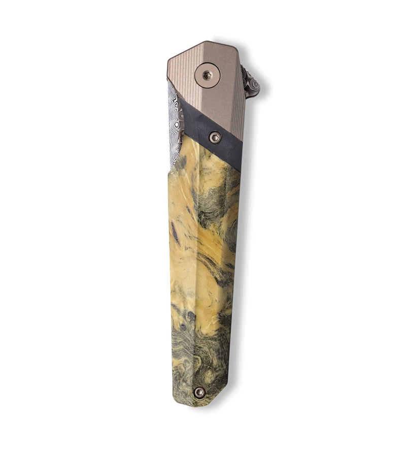 Live Edge Wood+Resin Pocket Knife - Frankie (Wood Burl, 709393)