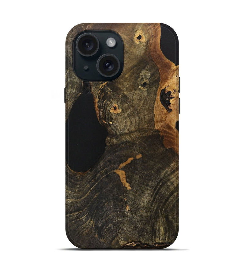 iPhone 15 Wood+Resin Live Edge Phone Case - Ty (Wood Burl, 710130)
