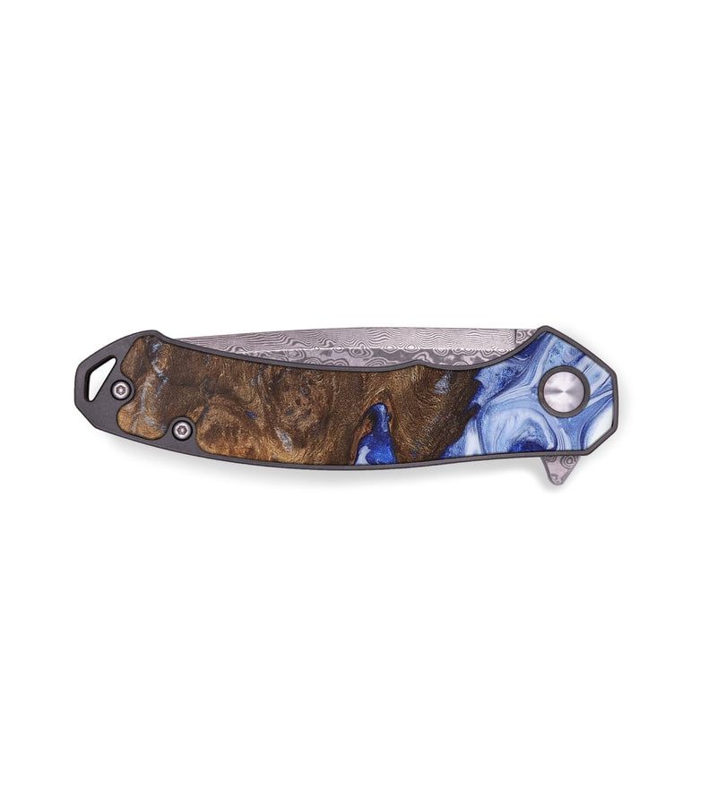 EDC Wood+Resin Pocket Knife - Alisa (Blue, 711519)