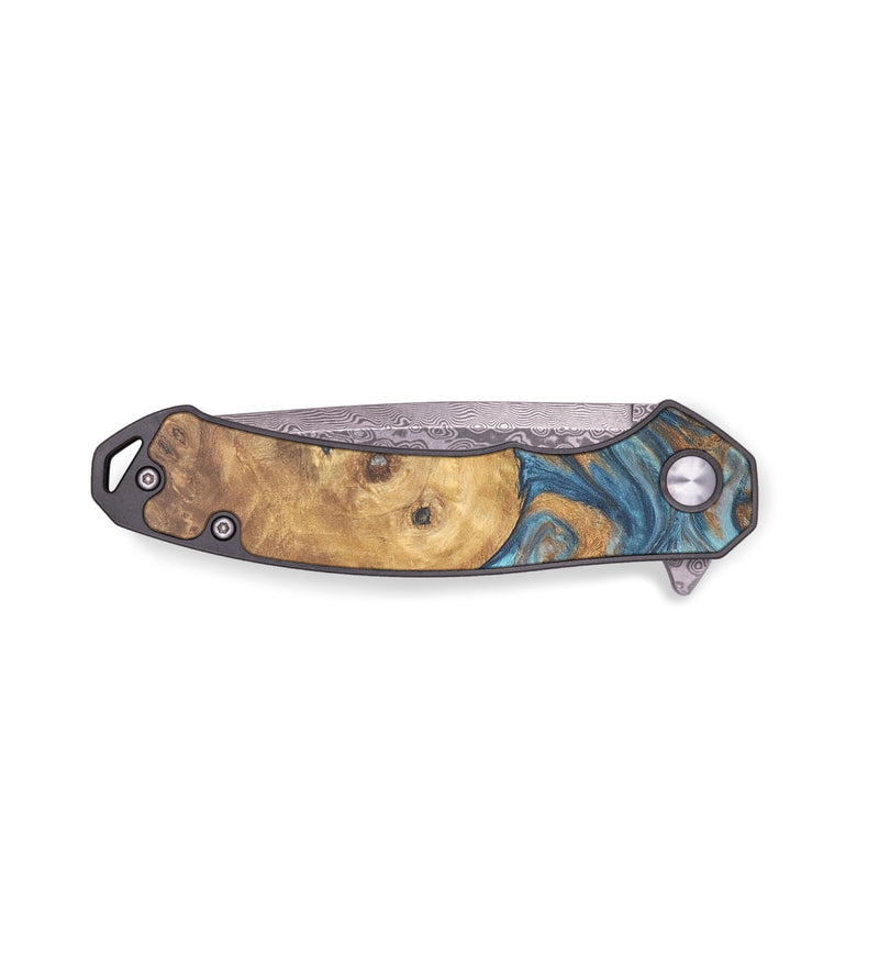 EDC Wood+Resin Pocket Knife - Perla (Teal & Gold, 711949)