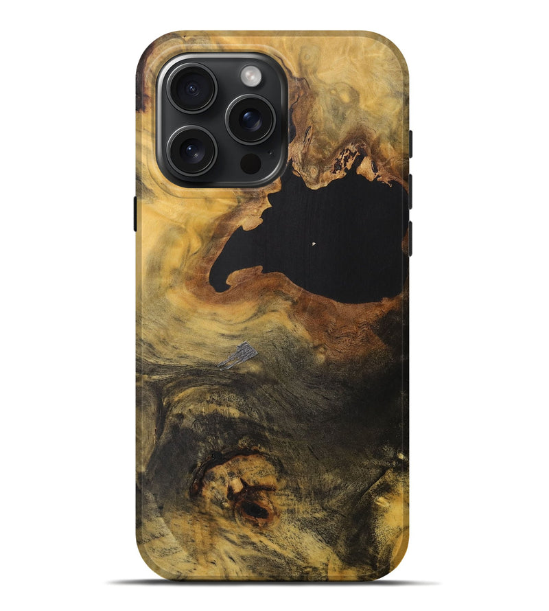 iPhone 16 Pro Max Wood+Resin Live Edge Phone Case - Paulette (Pure Black, 712333)
