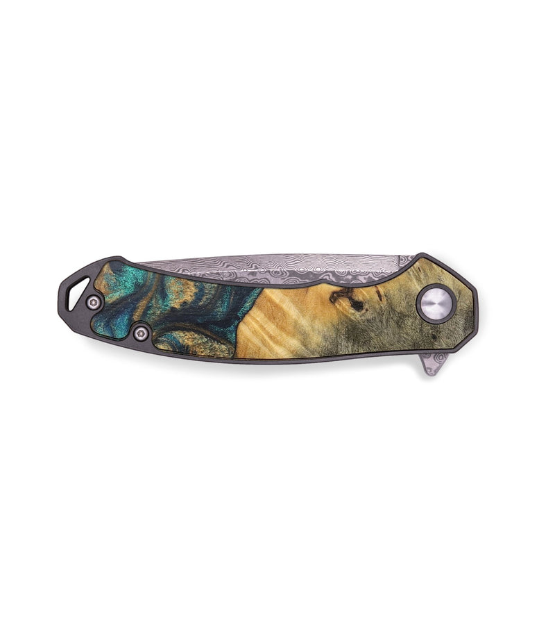 EDC Wood+Resin Pocket Knife - Lorene (Teal & Gold, 713219)