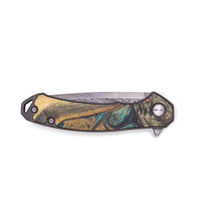 EDC Wood+Resin Pocket Knife - Jase (Teal & Gold, 713244)