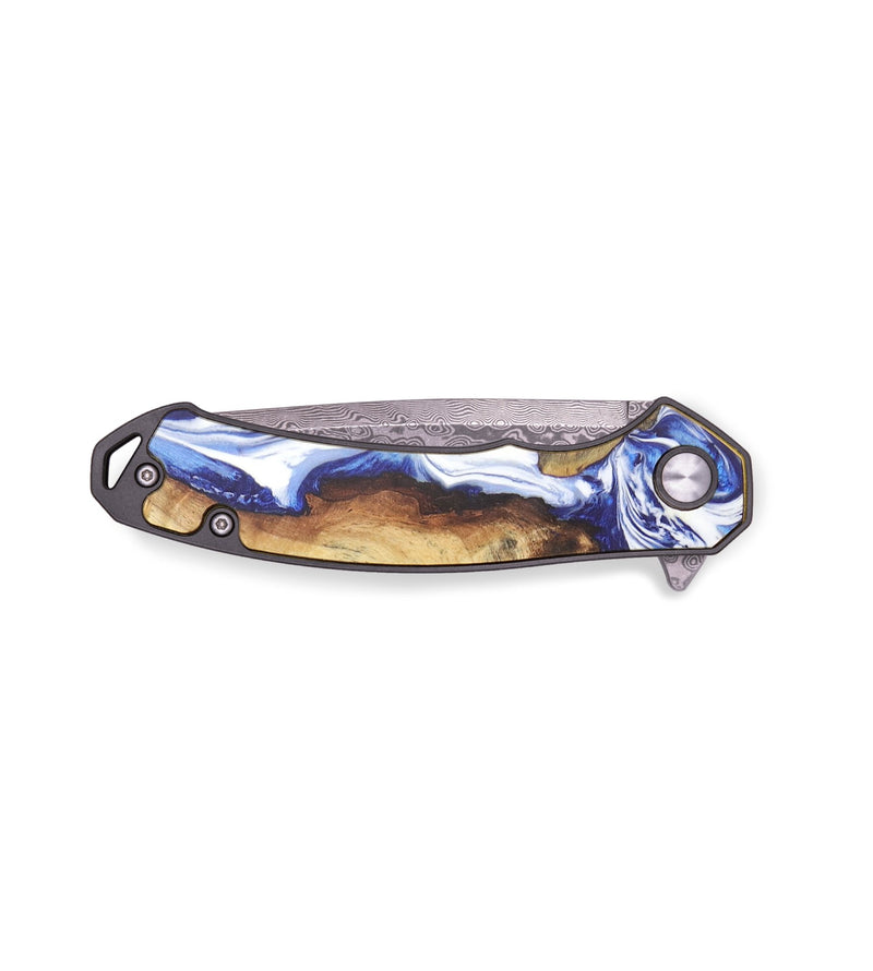 EDC Wood+Resin Pocket Knife - Karter (Blue, 713546)