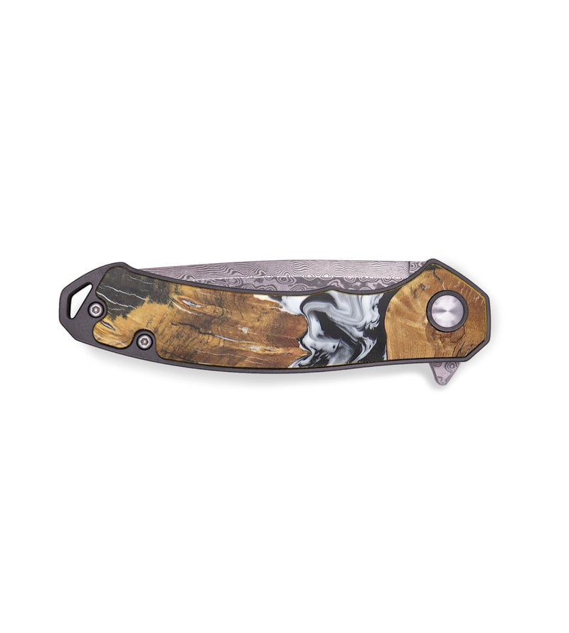 EDC Wood+Resin Pocket Knife - Tara (Black & White, 713581)