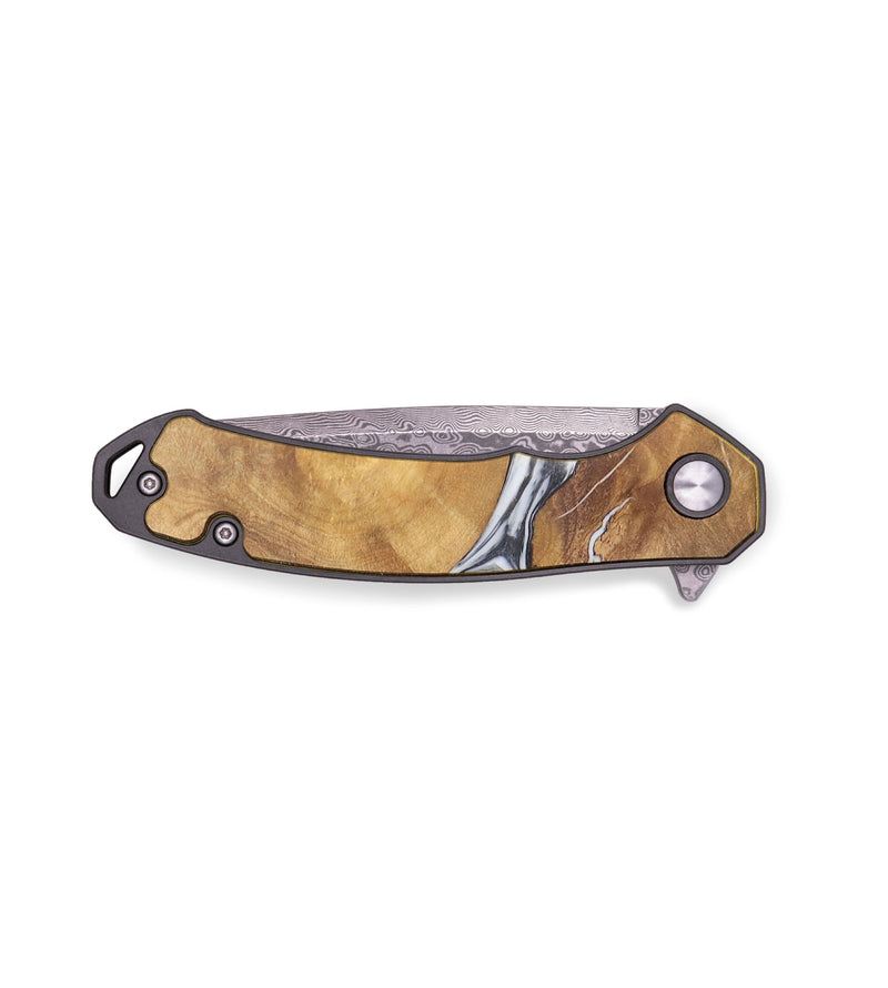 EDC Wood+Resin Pocket Knife - Sherlyn (Black & White, 713597)