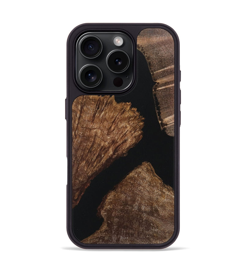 iPhone 16 Pro Wood+Resin Phone Case - Dwight (Pure Black, 718114)
