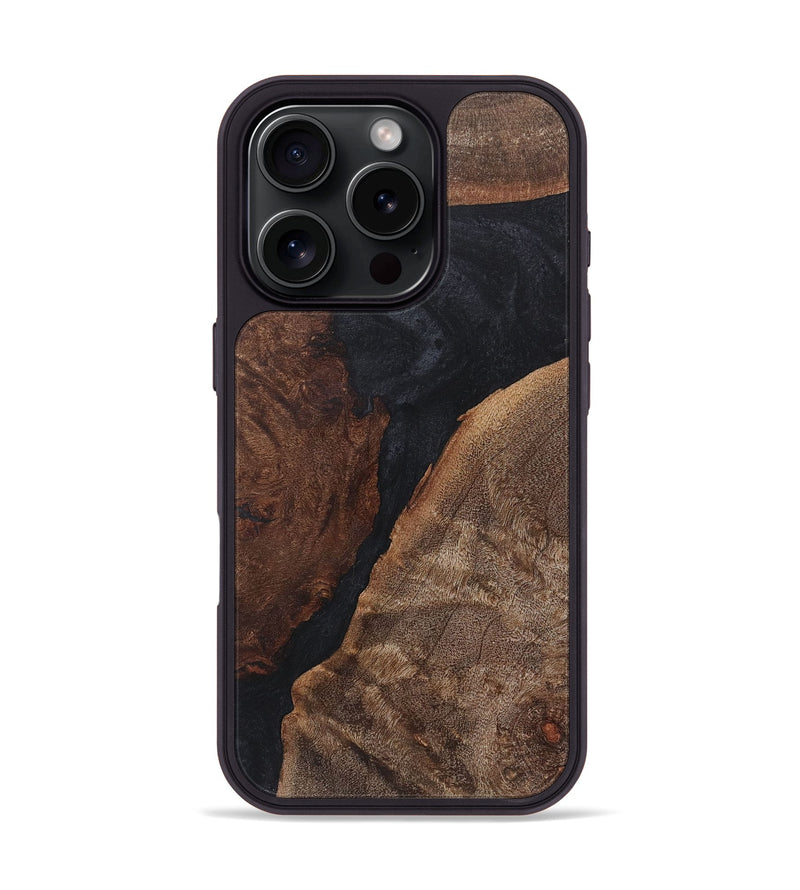 iPhone 16 Pro Wood+Resin Phone Case - Mandy (Pure Black, 718609)