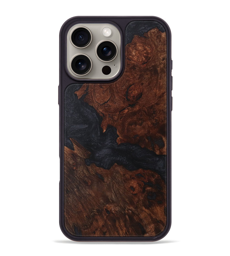 iPhone 16 Pro Max Wood+Resin Phone Case - Ariana (Pure Black, 718621)