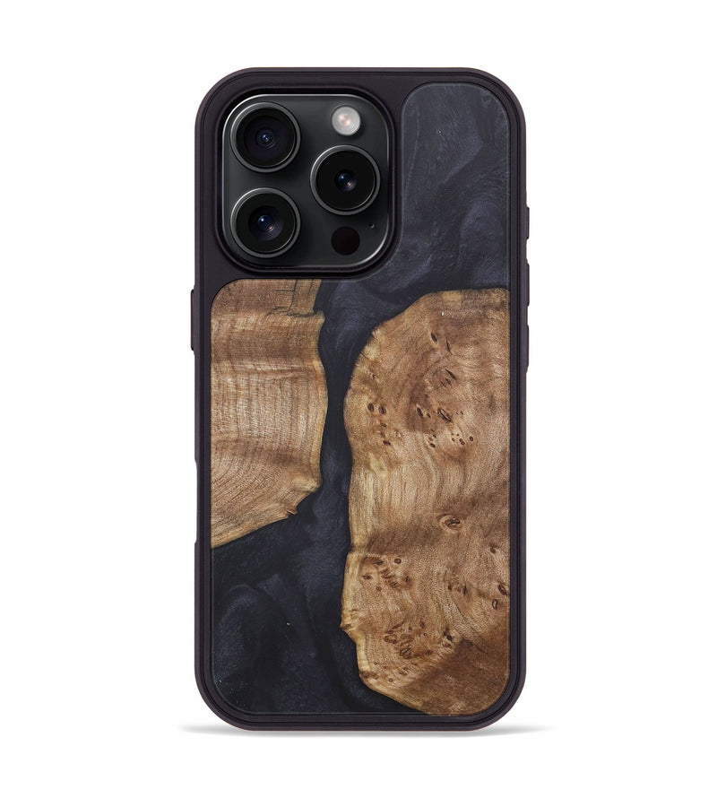 iPhone 16 Pro Wood+Resin Phone Case - Ray (Pure Black, 718816)