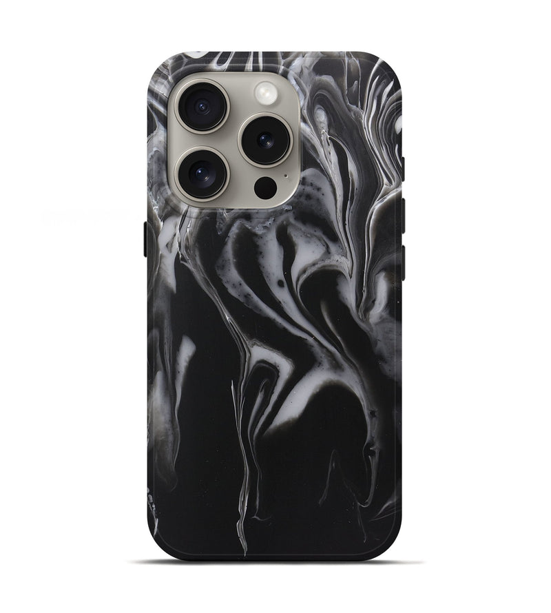 iPhone 16 Pro ResinArt Live Edge Phone Case - Fern (Black & White, 722243)