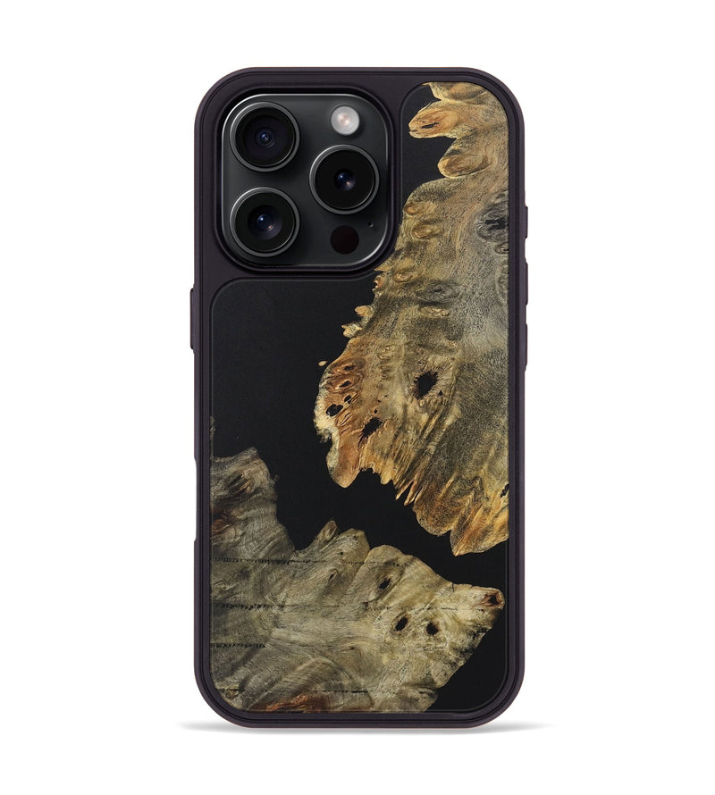 iPhone 16 Pro Wood+Resin Phone Case - Loretta (Pure Black, 722407)