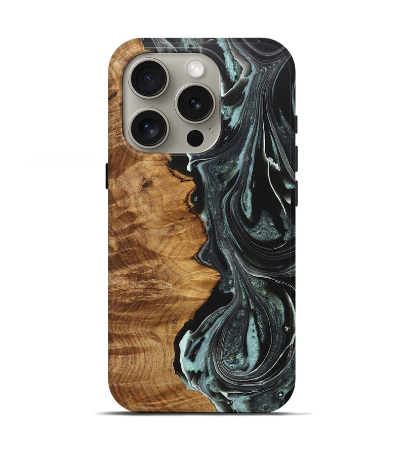iPhone 16 Pro Wood+Resin Live Edge Phone Case - Russell (Green, 722486)