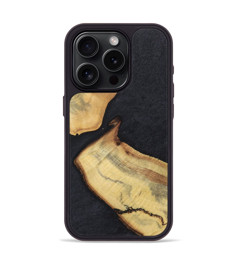 iPhone 15 Pro Wood Phone Case - Wendi (Pure Black, 723308)