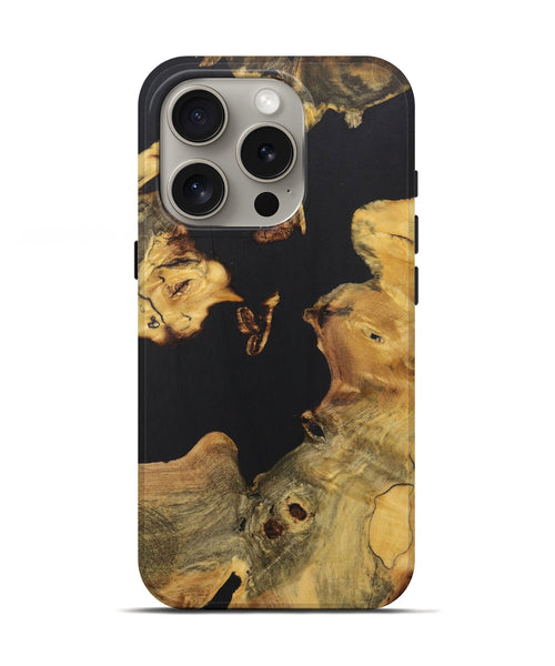 iPhone 16 Pro Wood Live Edge Phone Case - Myles (Pure Black, 724678)