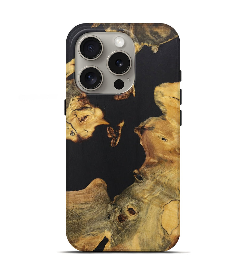 iPhone 16 Pro Wood Live Edge Phone Case - Myles (Pure Black, 724678)