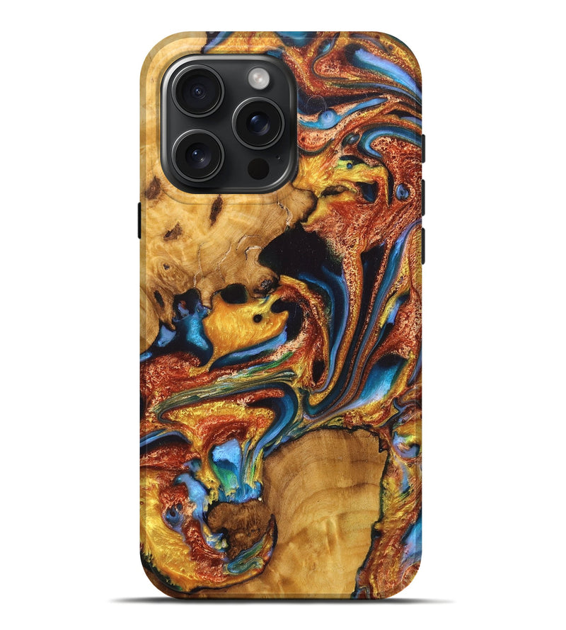 iPhone 16 Pro Max Wood Live Edge Phone Case - Becky (Blue, 726618)