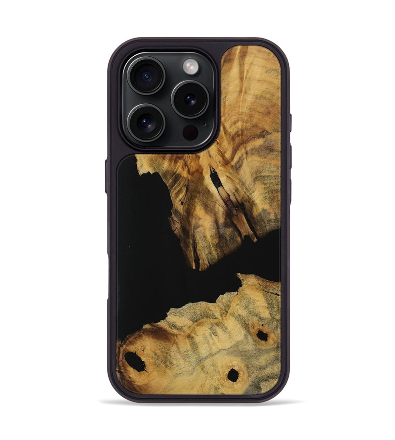 iPhone 16 Pro Wood Phone Case - Honora (Pure Black, 728386)