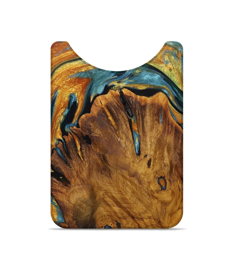 Live Edge Wood Wallet - Eliana (Teal & Gold, 728914)