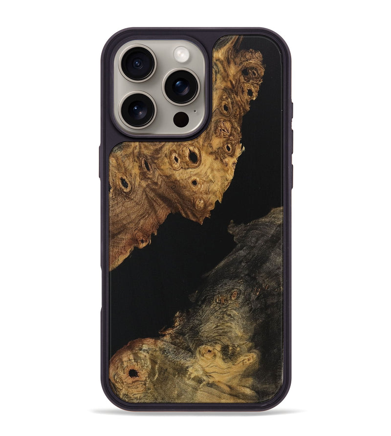 iPhone 16 Pro Max Wood Phone Case - Myrtie (Pure Black, 729605)