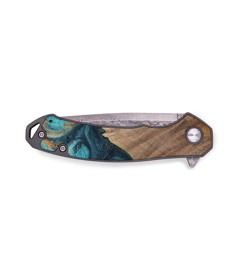EDC Wood Pocket Knife - Electra (Teal & Gold, 729763)