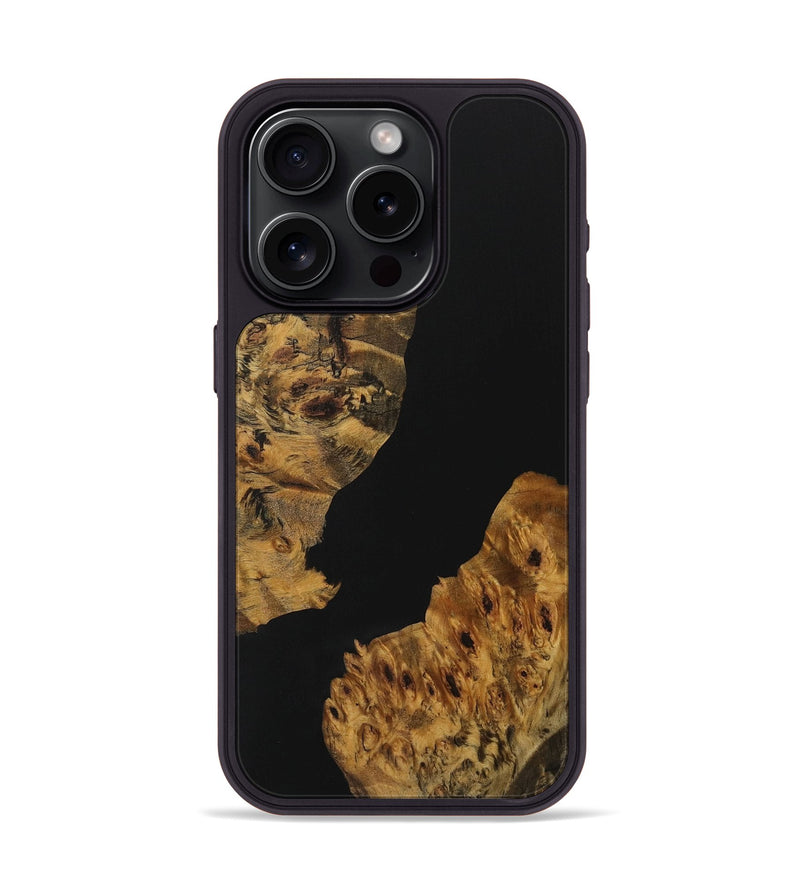 iPhone 15 Pro Wood Phone Case - Alyssia (Pure Black, 729832)