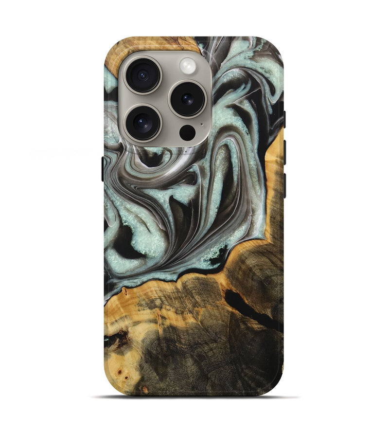 iPhone 16 Pro Wood Live Edge Phone Case - Yasmine (Green, 731003)